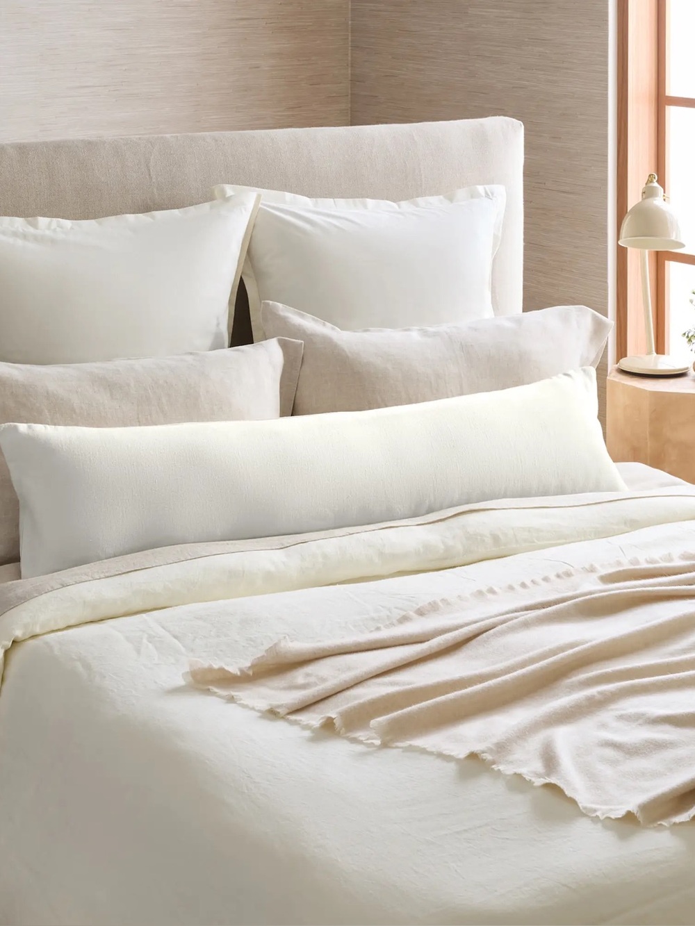 NWT Quince European Linen Oversized Lumbar Pillow Cover In Ivory 12”x48”